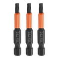 thumbnail image 1 of Uxcell 3Pcs Punta de destornillador de cabeza Torx T20 de 2" de largo con vástago hexagonal de 1/4" magnético a prueba de manipulaciones de 6 puntos, 1 of 7