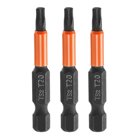 Uxcell 3Pcs T20 Torx Head Screwdriver Bit 2" Long 1/4" Hex Shank Magnetic Tamper Proof 6 Point Star Screw Driver Black Phosphate