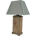 thumbnail image 1 of Sunnydaze Lampe de Table Extérieure Contemporaine en Ardoise Naturelle et Tissu Abat-Jour Crème Résistant aux Intempéries, 1 of 9