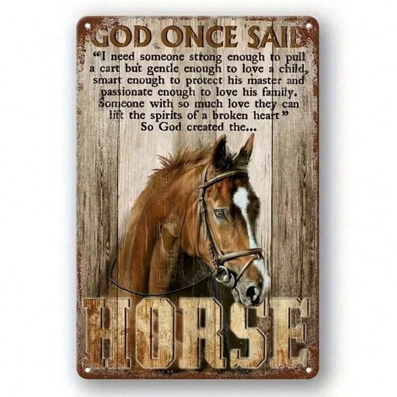 HELLOYOUNG Metal Horse Wall Art Vintage Tin Sign, Western Pub Ranch Bar Decor, Rustic Metal Wall Decor for Home, Garage, Man Cave Gift
