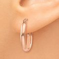 thumbnail image 3 of 14k Rose Gold Polished Half-Round Oval Hoop Earrings, 3 of 3