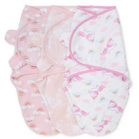 UPC: 0841297188800 | The Peanutshell Newborn Swaddles for Baby Girls 3 Pack Set Rainbow Unicorn