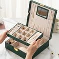 thumbnail image 2 of lionlar Boîte de Rangement pour Bijoux à Double Couche, Compartiments Multiples, Grande pour Voyage, Vert Foncé B, 2 of 8
