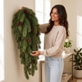thumbnail image 5 of ALORINA Christmas Pine Teardrop Swag with Pinecones, 29.13 Inch Hanging Greenery for Wall Door and Winter Home Decor, 5 of 7