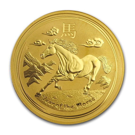 2014 1 oz Gold Lunar Year of the Horse (Series II, Abrasions)