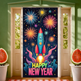 thumbnail image 2 of Colorful Space Rocket New Year Celebration Banner for Holiday Party Festive Event Indoor Decoration, 2 of 9