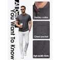 thumbnail image 4 of GIRUNS Mens Henley Shirts Short Sleeve Casual Classic Cotton T-Shirts Pocket Button Tees Dark Gray S, 4 of 6