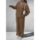 thumbnail image 3 of Conjunto PRETTYGARDEN de Sudadera Cuello en V y Pantalones de Pierna Ancha Khaki XXL, 3 of 6