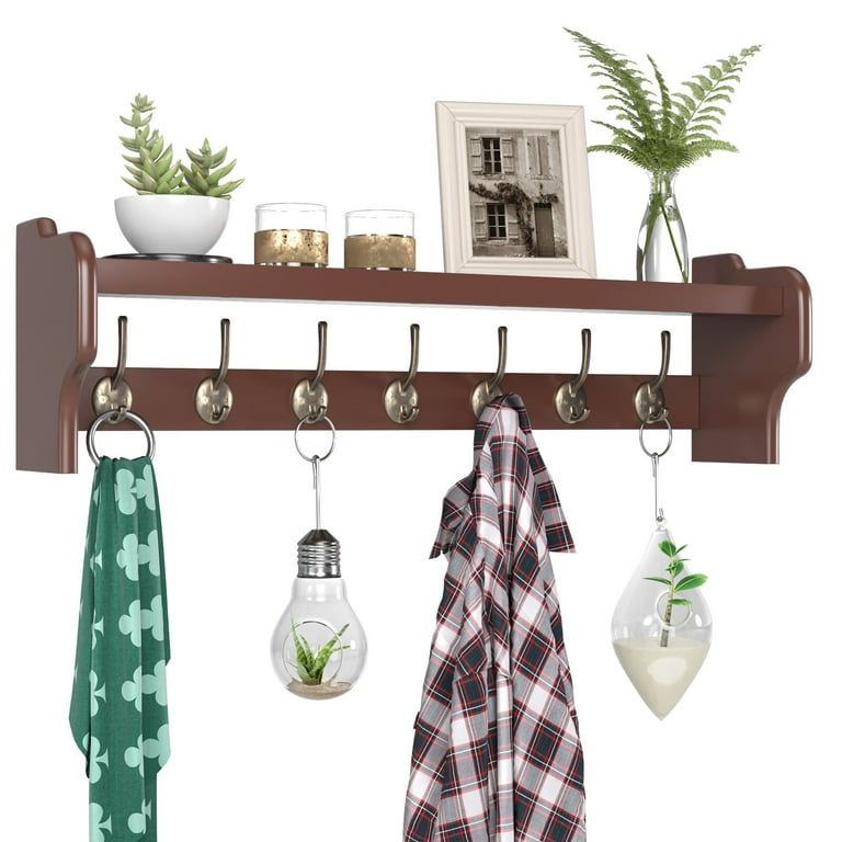 Multi-functional Wall Mounted Coat Rack With 8 Hooks And Storage Shelf -  Perfect For Bathroom Organization - Temu