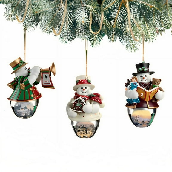 The Bradford Exchange Snow-Bell Holidays Ornaments #3 Set of 3 Christmas Decoration by Thomas Kinkade 3.5-inches