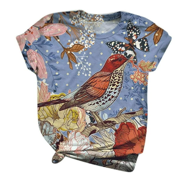 T-Shirt à Manches Courtes à Manches Courtes pour Femmes Imprimé Animal à Col Rond Tee-Shirt à Manches Courtes
