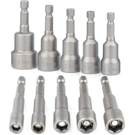 

Magnetic Socket Adapter Set 6-15 mm Hexagonal for Drill Set of 10