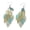 Green, variant on Hook Textured Dangle Earrings Hooks Leaf Gray Green 60x27mm Ear-Wire Polished P352