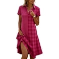 thumbnail image 2 of Women's Dresses Plus Size Lounge Printed Long Sleeve Round Neck Loose Short Nightgown, 2 of 5