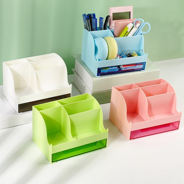 Fiudx Organizador de Escritorio Multifuncional con Cajón, Diseño de Plástico Elegante, Portátil y Duradero, Ideal para Escritorios y Oficinas, Ideal para Dormitorios de Estudiantes, Tamaño 16 X 11,5