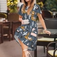 thumbnail image 3 of Balery Llama and Cactus Vestidos sueltos de manga corta para mujer, vestidos de verano 2025, vestidos casuales de corte A con vuelo., 3 of 6