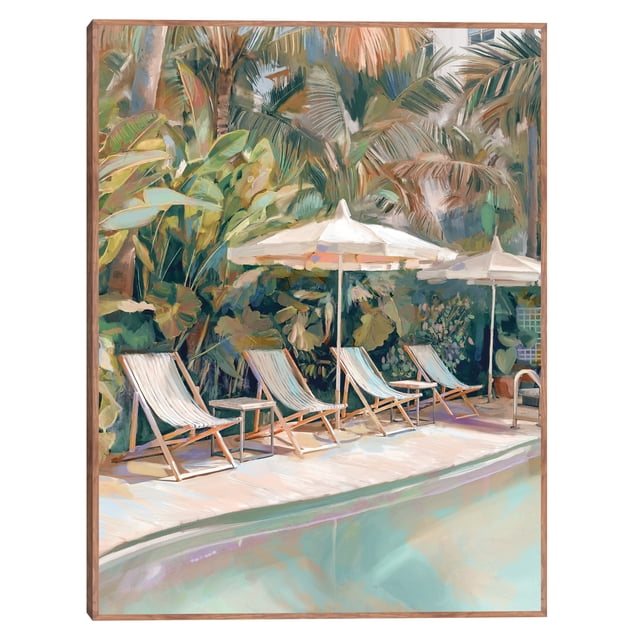 Cuadro Decorativo - junto a la piscina Jr Impresión en canvas, estrechado.