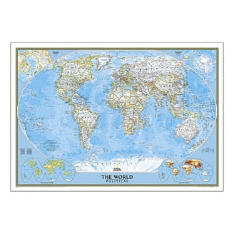 National Geographic World Classic Map, Poster Size and Laminated