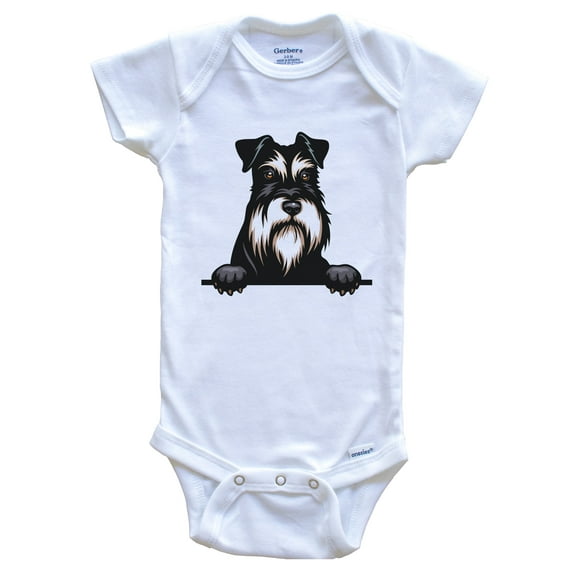 Miniature Schnauzer Dog Breed Cute Baby Bodysuit, 0-3 months white