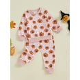 thumbnail image 5 of Caoirhny Baby Girl Halloween Outfits Long Sleeve Pumpkin Floral Print Tops + Pants Set Toddler Clothes, 5 of 8