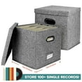 thumbnail image 5 of 12.99Inch Record Organizers Box CDs Storage with Lid and Handles Large Capacity Folding LPs Holder for Albums and Files, 5 of 10