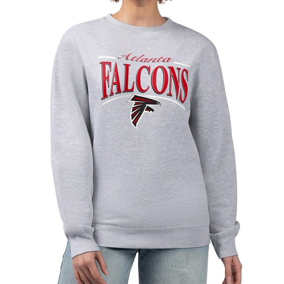 Women's Starter Gray Atlanta Falcons Arch Stripe Fleece Pullover Sweatshirt