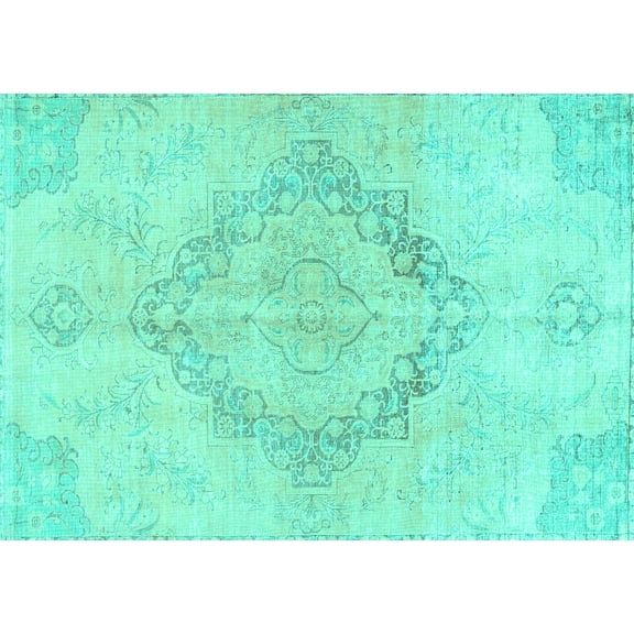 Ahgly Company Machine Washable Indoor Rectangle Persian Turquoise Blue Traditional Area Rugs, 5' x 7'