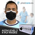 thumbnail image 3 of 2000 Plastcare USA 4-Ply Ear-Loop Mask Level 3 (Black) (40 Boxes of 50), 3 of 5