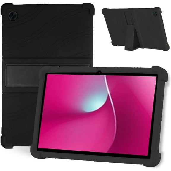 zukof Case for T-Mobile REVVL Tab 2 10.1 Inch Android Tablet - Lightweight Slim Flexible Soft Silicone Stand Case Friendly Cover (Black)