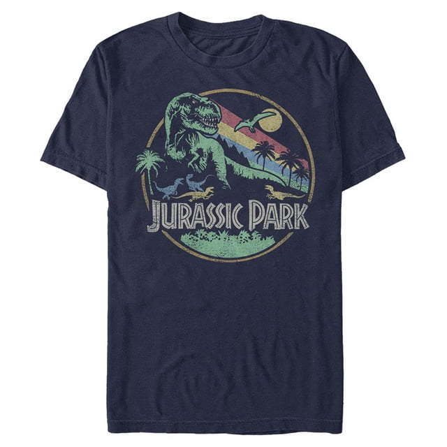 Jurassic Park - Playera Retro para Hombre, Azul Marino, M