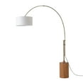 thumbnail image 2 of NOVA of California Tambo Arc Floor Lamp - Natural Ash Wood Finish, Weathered Brass, Tambour base, White Linen Shade, Dimmer, 2 of 12