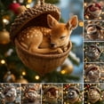 thumbnail image 2 of Adornos de animales del bosque con bellotas, adornos navideños con piñas y animales, adornos colgantes de criaturas del bosque en acrílico 2D para amantes de la naturaleza, 2 of 7