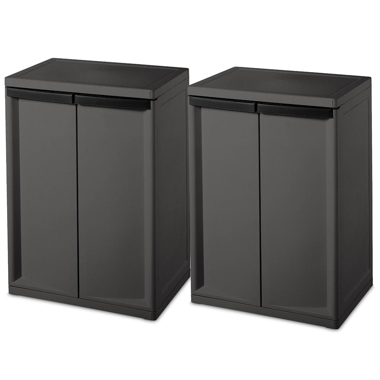 Sterilite 2 Shelf Laundry Garage Utility Storage Flat Gray (2 Pack)
