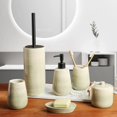 thumbnail image 4 of 6 Piece Bathroom Ceramic Bathroom Accessories Complete Set with Lotion Dispenser, Cotton Jar, Soap Dish, Glass Cup, Toothbrush Holder and Toilet Brush Set (Green), 4 of 7