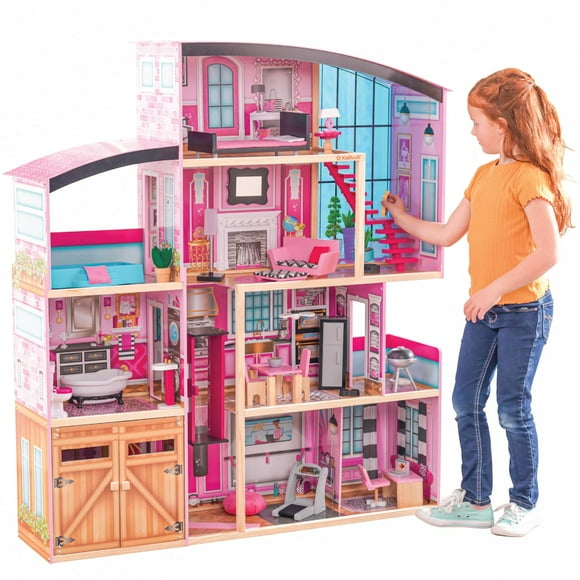 KidKraft Maison de Poupée en Bois Manoir Scintillant pour Poupées de 12 Pouces