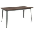 thumbnail image 2 of BizChair 30.25" x 60" Rectangular Silver Metal Indoor Table with Walnut Rustic Wood Top, 2 of 5