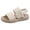 Beige, variant on Girls Open Toe Platform Sandals, Adjustable Ankle Strap, Crochet Pom Pom Trim, Breathable Summer Shoes (Beige, 7)