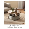 thumbnail image 3 of Manora Coffee Table with Fabric Basket Storage, Round Center Table for Living Room, Brown, 3 of 9