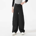 thumbnail image 5 of WAVSUF Girls Wide Leg Long Pants Elastic Waist Wide Leg Breathable Lightweight Spring Summer Casual Trousers Black 5, 5 of 7