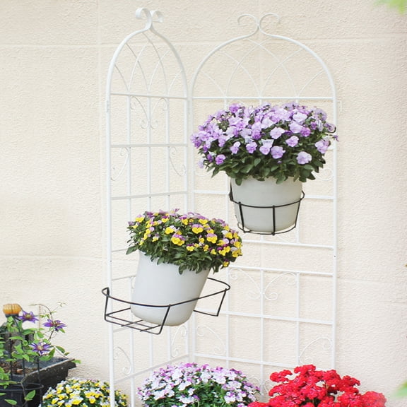imerelez 2 Pack Metal Garden Trellis 71" x 19.7" Rustproof Cream White Trellis for Climbing Plants Outdoor Flower Support