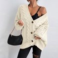 thumbnail image 2 of Womens Oversized Cable Knit Cardigan Sweater Button Front V Neck Long Sleeve Soft Warm Casual Outerwear for Fall Winter Daily Wear Ladies Top, L, 2 of 6