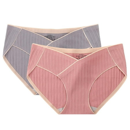 2PC Maternity Underwear  Large Size  Low-waisted  Cotton  Comfort Fit  Maternity Support  for Daily Wear  Seamless Design  Stretchable  Soft Elastic Waistband  Women Plus Size Clothes | Red XL