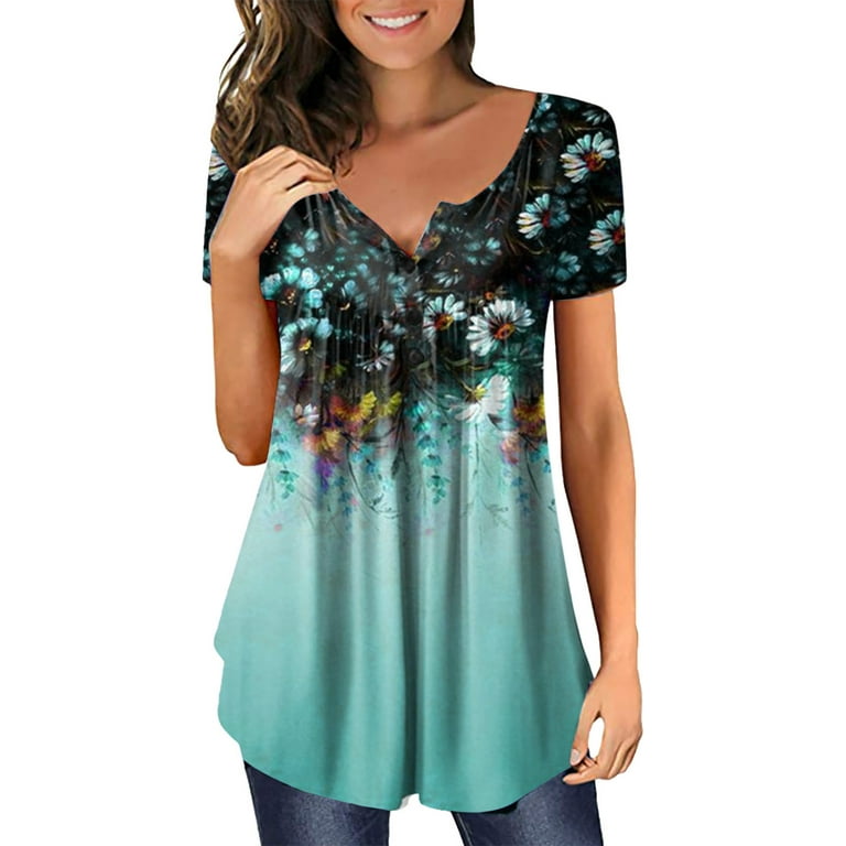 solacol Womens Tops and Blouses Sexy Womens Tops Womens Tops Casual Women  Casual T-Shirt Printed Short Sleeve Round Neck Pullover Blouse Tops Womens  Tops Short Sleeve Womens Tops Sexy 