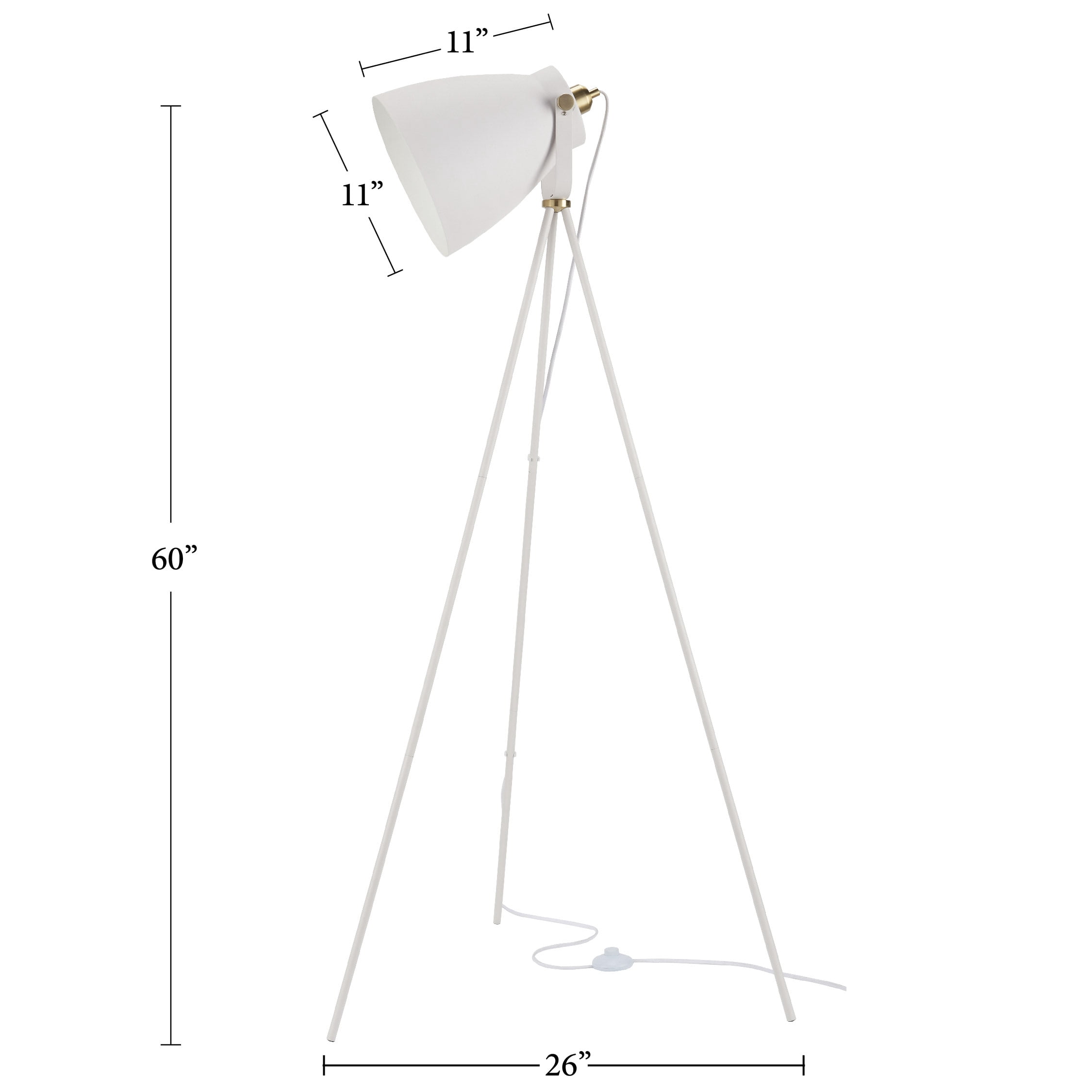 Nourison 57" Tripod Floor Lamp, Modern, Industrial, Transitional for Bedroom, Living Room, Office, White