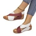 thumbnail image 4 of Sandals for Women Fashionable Casual Comfortable Plus Size Solid Color Round Toe Open Toe Wedge Heel Sandals 37(6), 4 of 8