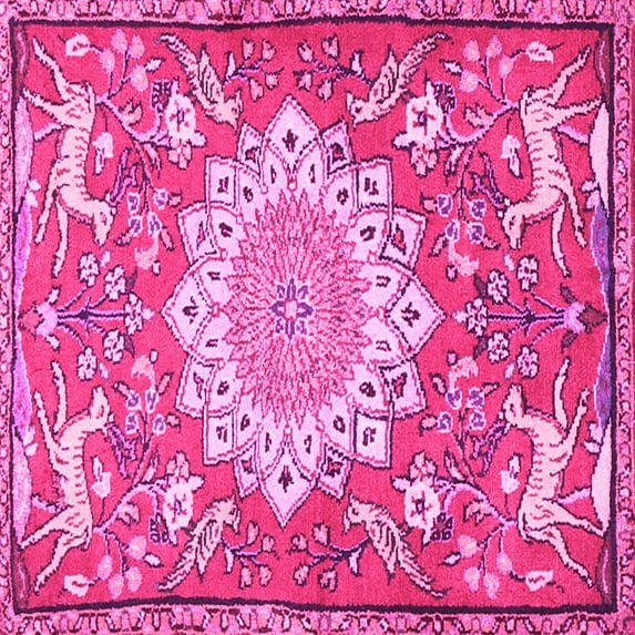 Ahgly Company Indoor Square Animal Pink Traditional Area Rugs, 7' Square