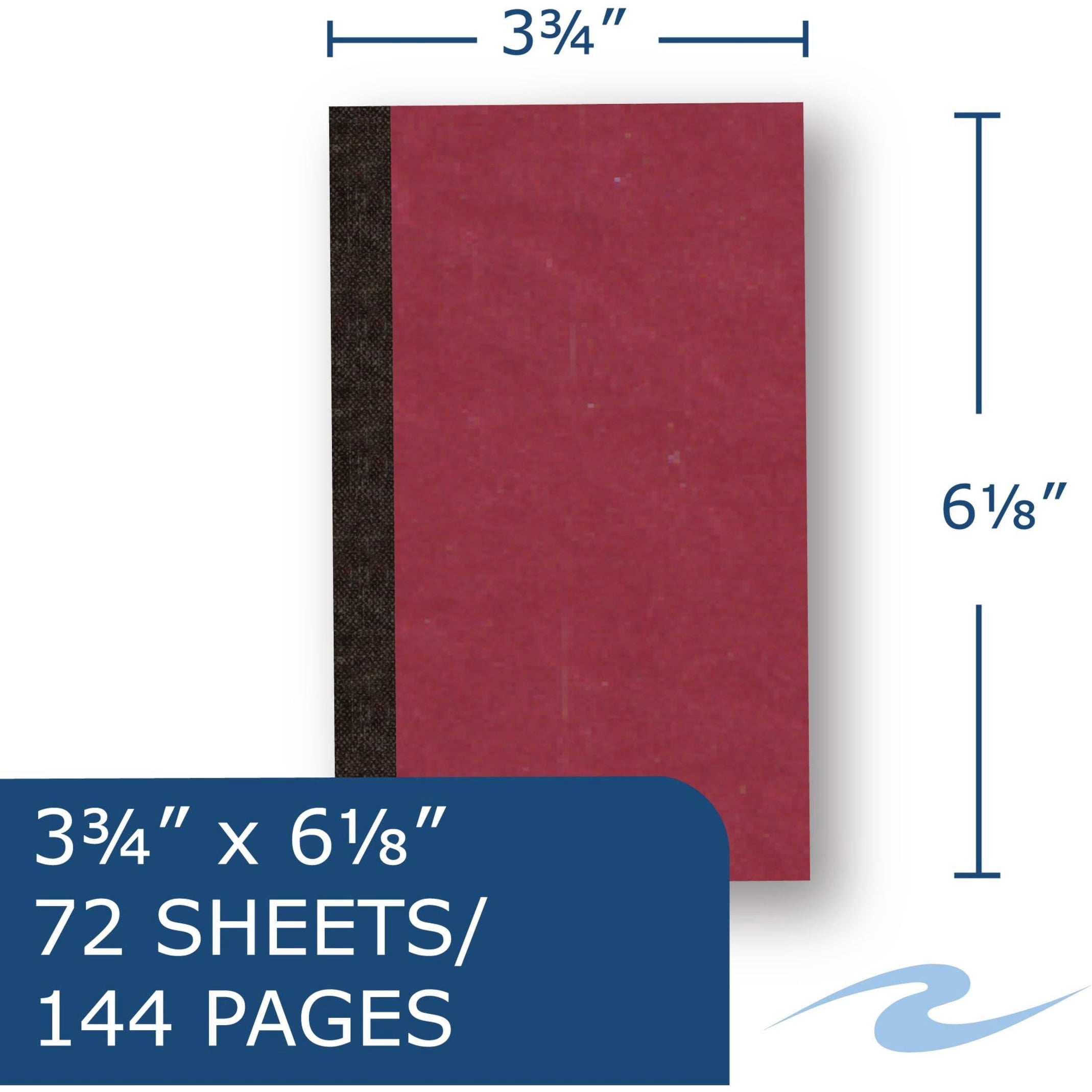 Roaring Spring Narrow Ruled Bound Pocket Sized Memo Notebook, 1 Case (144 Total), 6.125" x 3.75" 72 Sheets, Red Cover