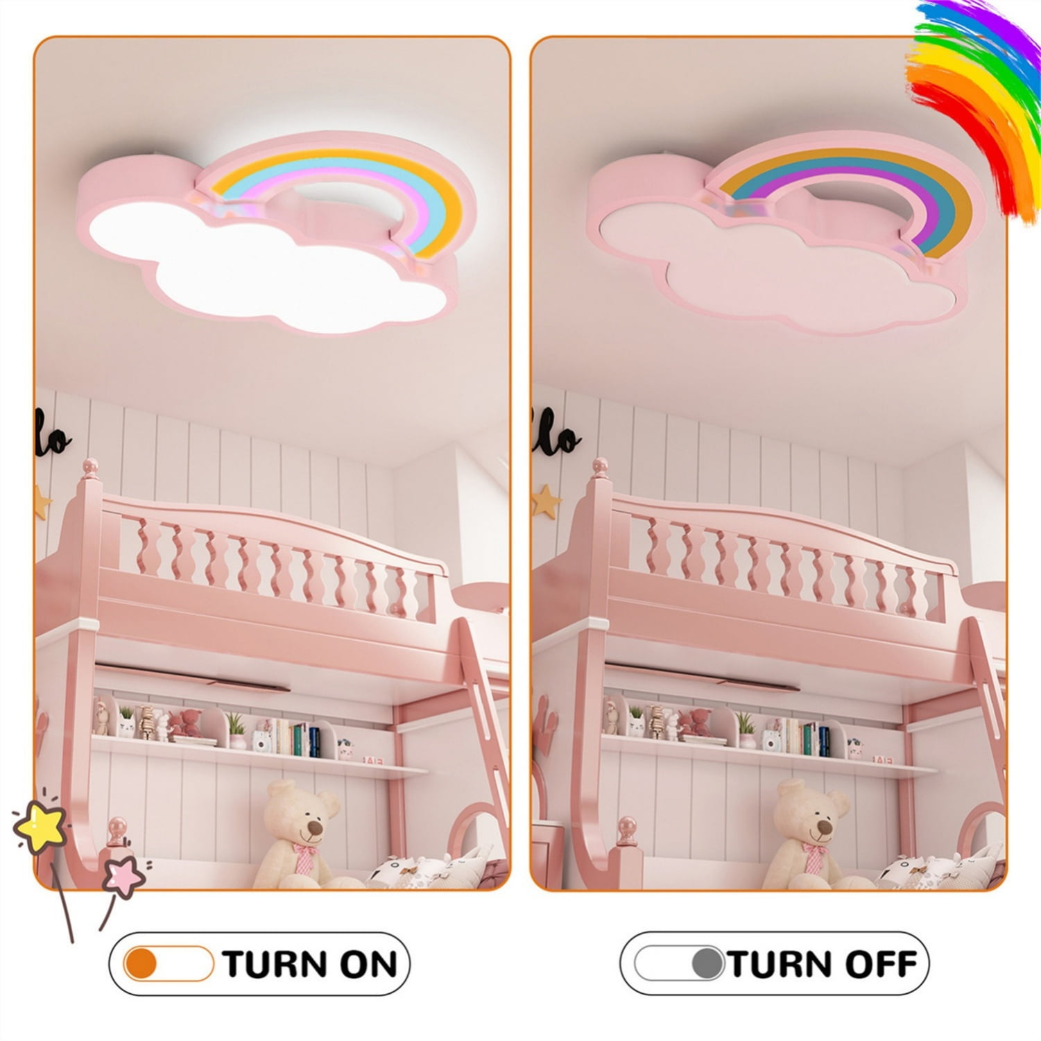 LUVODI Modern Ceiling Light Cloud Dimmable LED Chandelier Pendant Lamp For Kids Bedroom, Pink