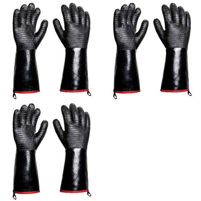 6X Guantes para Barbacoa: Guantes Gruesos Resistentes Al de 1472 °F con Gancho en S, Manoplas para Horno de Cocina de 14 Pulgadas, Guantes Impermeables para Parrilla