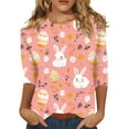 thumbnail image 2 of YLHFASHION T-shirt à Manches Trois-Quarts à Col Rond Décontracté Imprimé Floral pour Femmes Soldes T-shirt à Manches Longues pour Femmes, 2 of 4